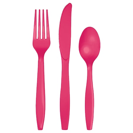 Touch Of Color Magenta Pink Assorted Plastic Cutlery, Hot, 288PK 010443